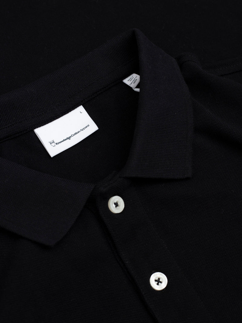 KnowledgeCotton Apparel - MEN Basic badge polo Polos 1300 Black Jet