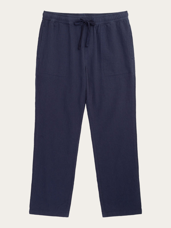 KnowledgeCotton Apparel - MEN FIG loose crushed cotton pants - GOTS/Vegan Pants 1001 Total Eclipse
