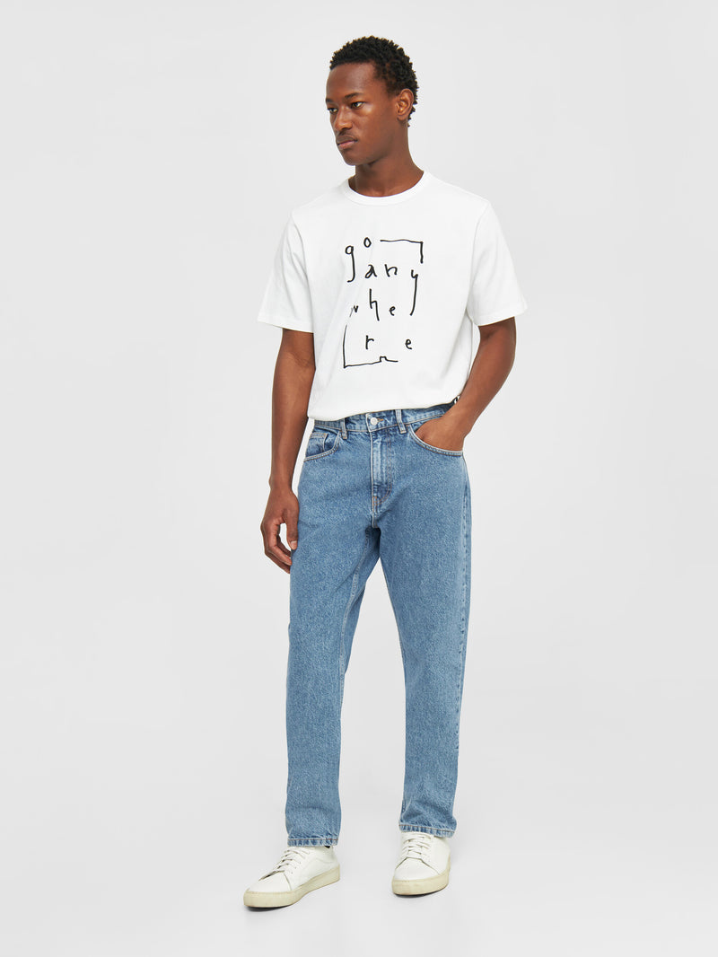 KnowledgeCotton Apparel - MEN TIM tapered denim jeans bleached stonewash REBORN™ Denim jeans 3050 Bleached Stonewash