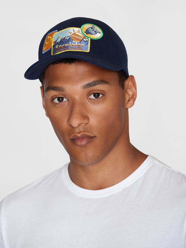 KnowledgeCotton Apparel - MEN Twill baseball badges cap - GOTS/Vegan Caps 1412 Night Sky