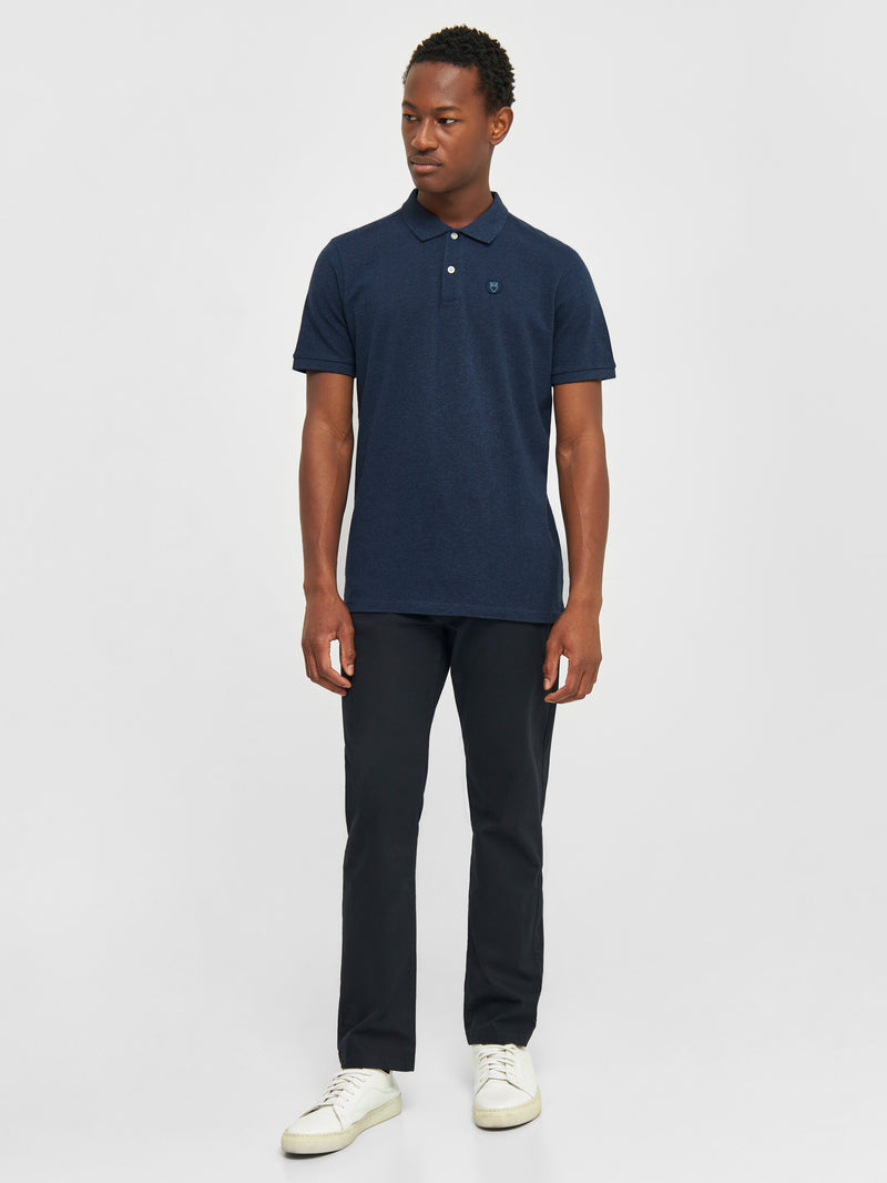 KnowledgeCotton Apparel - MEN Basic badge polo Polos 1257 Insigna Blue melange