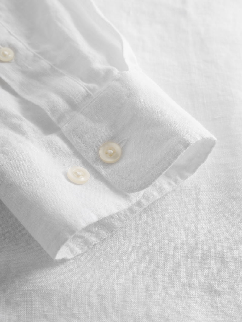 KnowledgeCotton Apparel - MEN Custom fit linen shirt Shirts 1010 Bright White