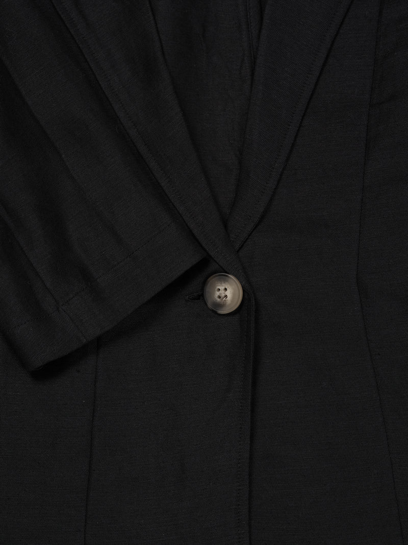 KnowledgeCotton Apparel - WMN Linen mix loose blazer Jackets 1300 Black Jet
