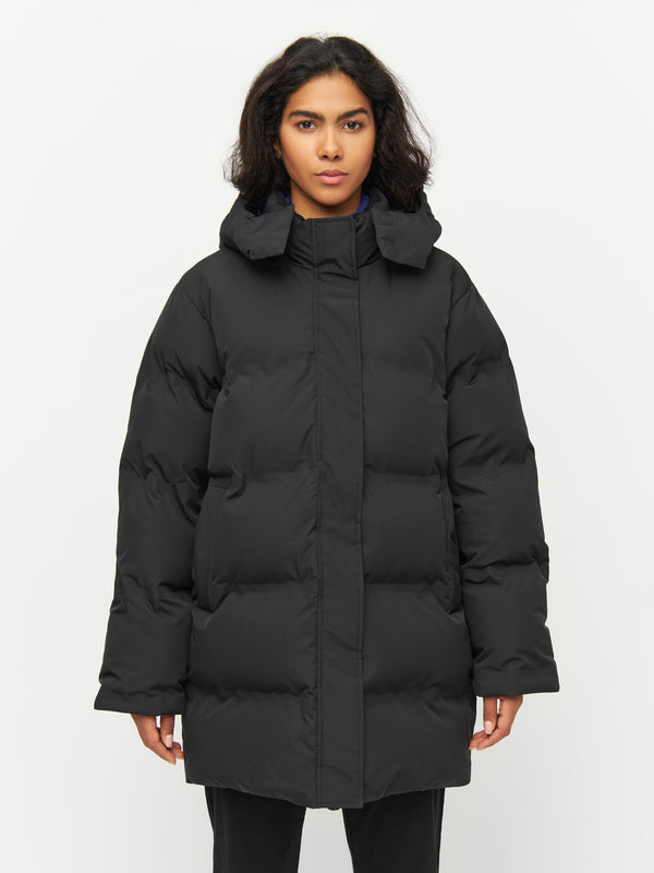 KnowledgeCotton Apparel - WMN Long Puffer jacket Jackets 1300 Black Jet